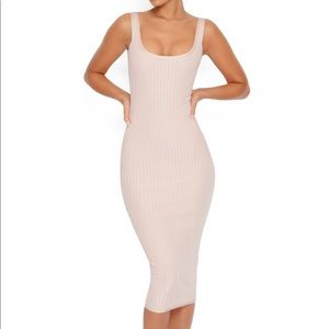 Oh polly bandage dress light beige nude midi XS